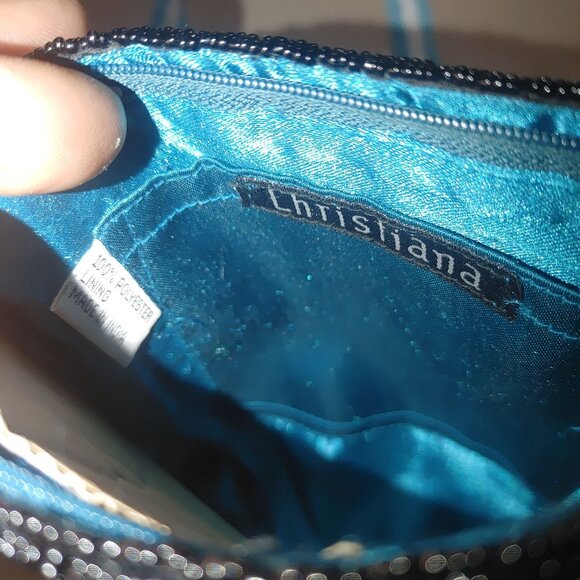 India Handcrafted Christiana Bead Crossbody Bag Black White Geometric Pattern Bl - Picture 4 of 14